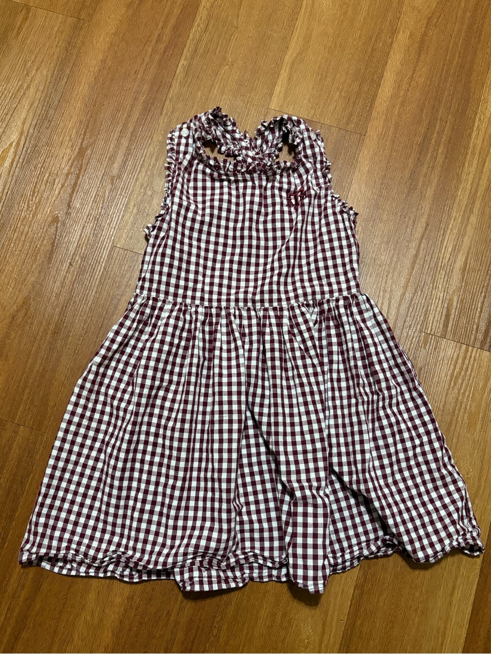 Texas A&M Burgundy & White Gingham Sleeveless Summer Dress Logo Garb Team Sz 7-8